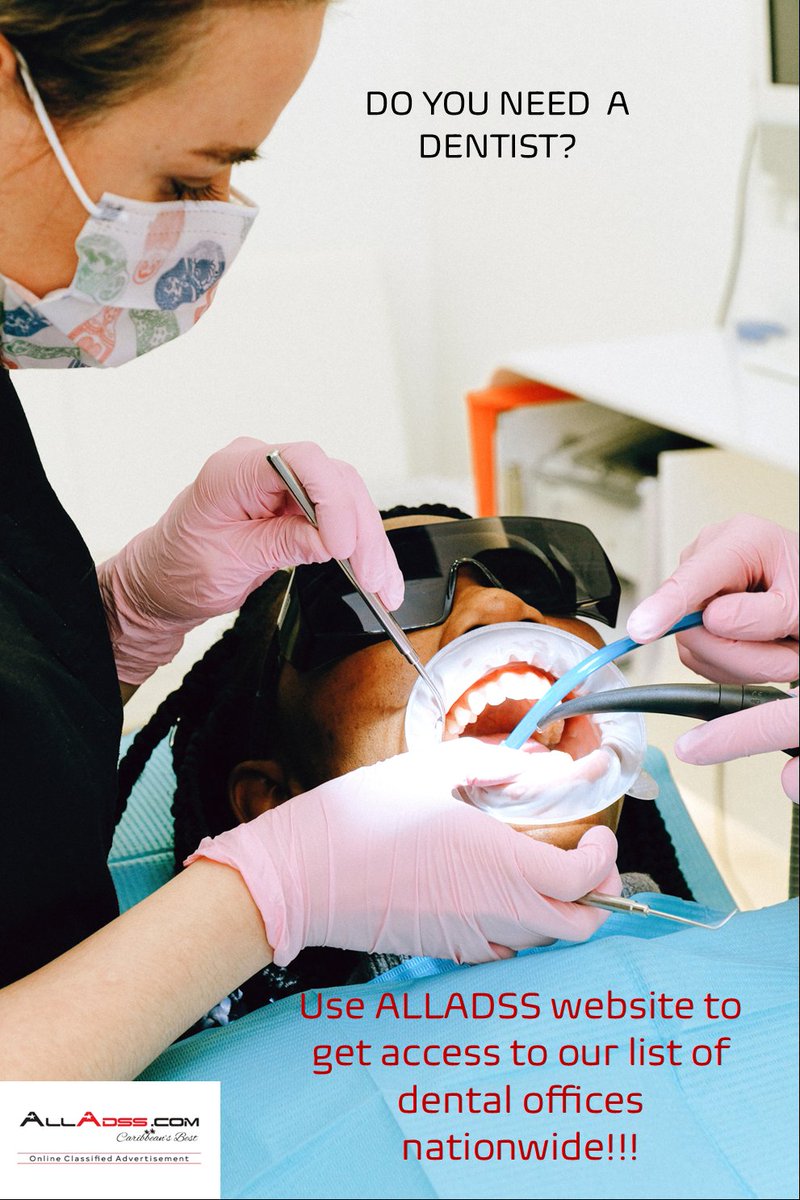 all_adsstt's tweet photo. Need a dentist?

Check ALLADSS website for a list of dental offices nationwide.

Need to get advertising for your business, create an account at https://t.co/YMC5k4CuoL today.

#alladss #oral #dentist #dentaloffice #dentalcare #createaccount #onlineadvertising #onlinedirectory https://t.co/Px7FKWVbAf