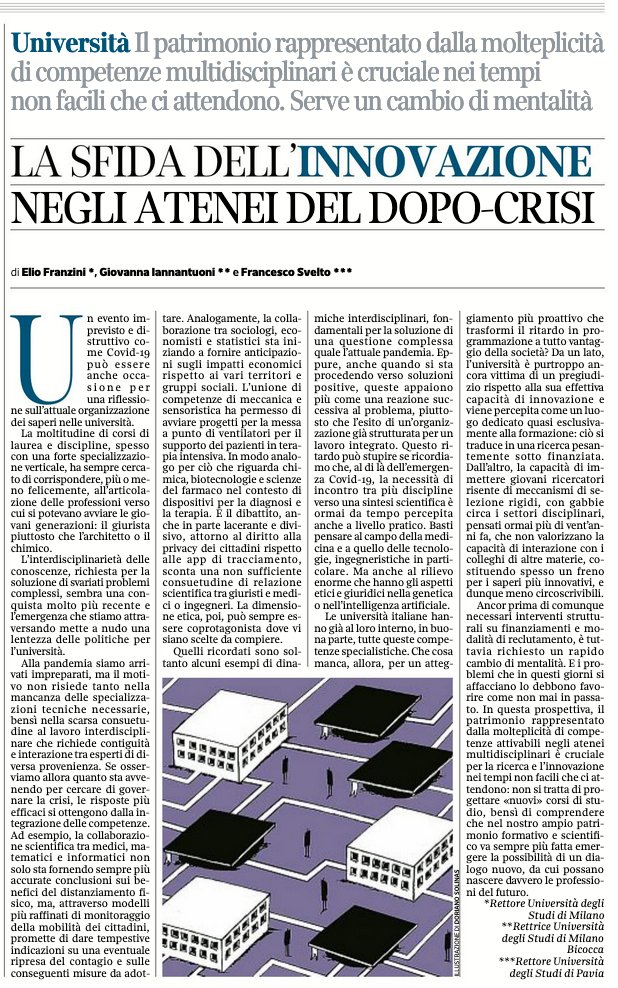 IsabellaCeccari's tweet image. L&apos;università è ancora vittima di un pregiudizio: è percepita  solo come un luogo di formazione, e se ne ignorano le grandi capacità di innovazione. È il momento di cambiare mentalità, abbandonare meccanismi rigidi e obsoleti, potenziare lo scambio di conoscenze @Corriere