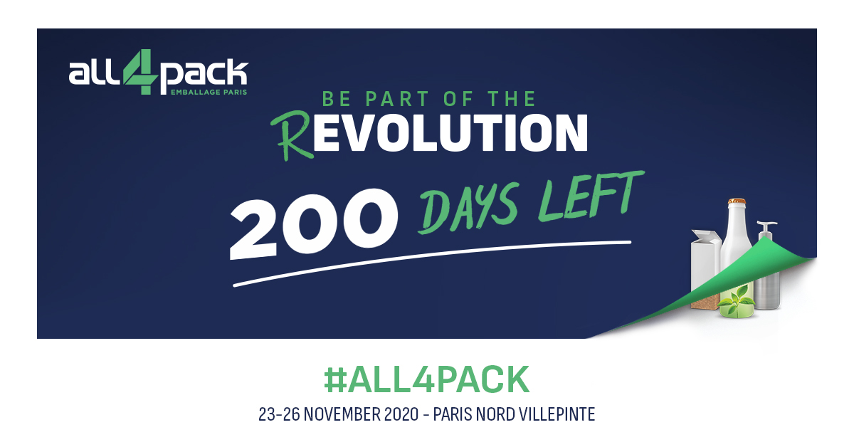 ALL4PACK's tweet photo. ⏳ The countdown is on! While the industry is more than ever proving its essential role, we look forward to seeing you at #ALL4PACK 📦 from November 23 to 26, 2020 to meet and discover exhibitors from the #packaging and #intralogistics sectors. https://t.co/XeWMnSDvgJ