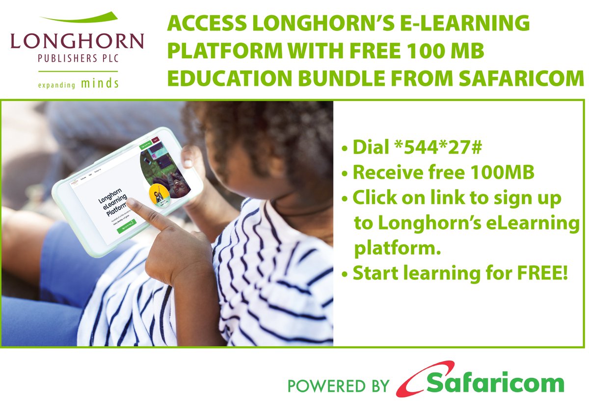 Lhornpublishers's tweet photo. #DigitalLearning courtesy of the Longhorn eLearning Platform is helping mitigate the effects of school closures. Get FREE access to online notes &amp; test papers with @SafaricomPLC's 100MB #EducationBundle. Dial *544*27#, redeem your bundle, sign up &amp; start learning for FREE. https://t.co/FSY6i6NlcS
