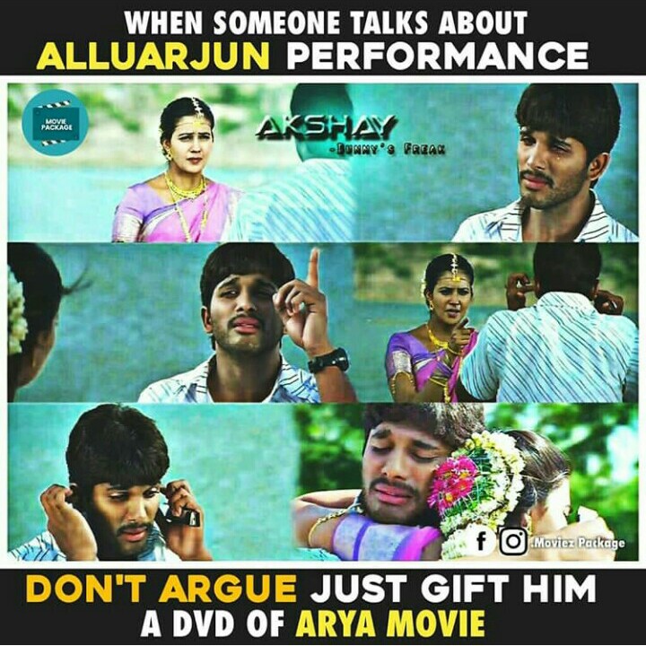 MoviesPackage's tweet photo. #16YearsForMagicalAARYA
 
When someone talks about #AlluArjun performance.. 
Don't argue just gift them a dvd of #Aarya movie ❤❤

Follow - @MoviesPackage https://t.co/pTMsxHzXbG