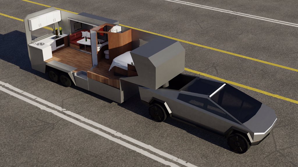 This is my latest project, the Cybertruck is ordered, the CyberRV is in design stage, this could happen in 2022, fingers crossed.