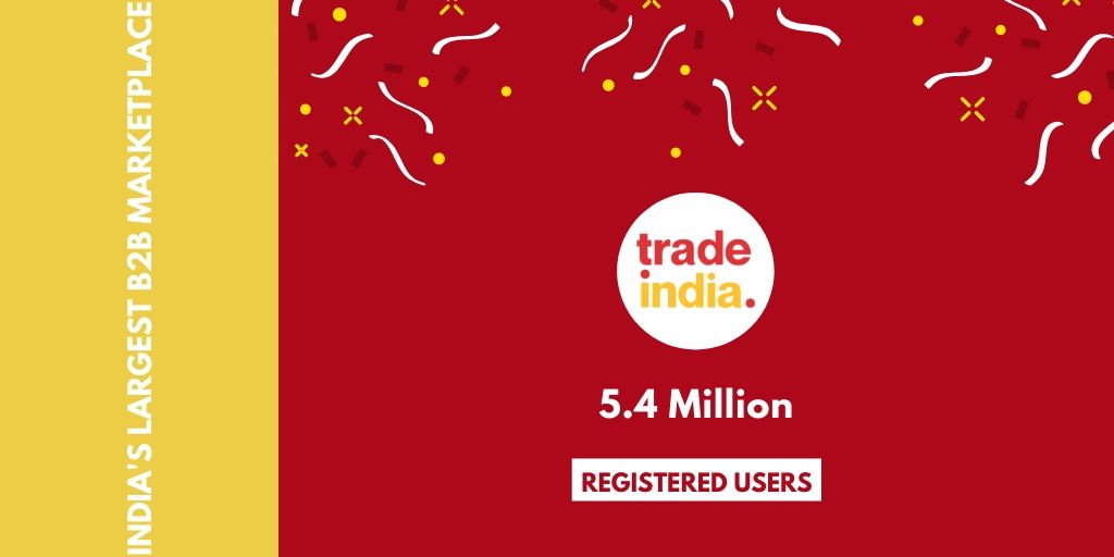 tradeindia's tweet photo. Glad to share that #Tradeindia is now a community of more than 5.4 million registered users. We couldnโt have done it without you, thank you for your support!
#Achievement #InseHainHum #AbhiNahiTohKabhiNhi #KarnaHaiTohKarnaHai https://t.co/cbaRGDryLR