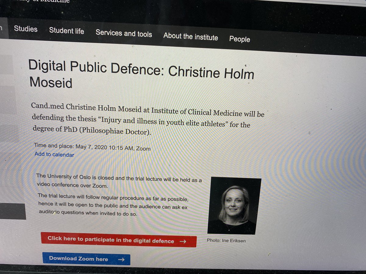If you are interested to hear more about injuries and illnesses among youth athletes - Don’t miss the digital public defence of <a href="/CHolmMoseid/">Christine H Moseid</a> doctoral work today at 1015 (Oslo time) 

#superstar #injuryprevention #happyyouthsport 

klokeavskade.no/no/om-oss/nyhe…