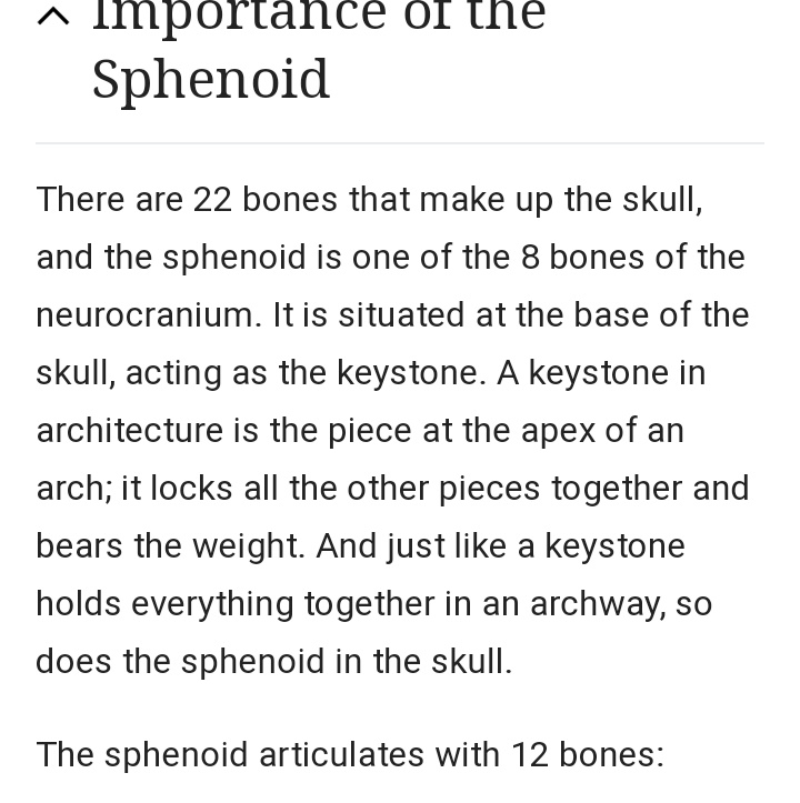 22. The KeystoneThe Keystone is an important symbol in Freemasonry as it joins the two pillars. In the New Age the sphenoid bone is considered the keystone of the skull and is directly behind the eyes.