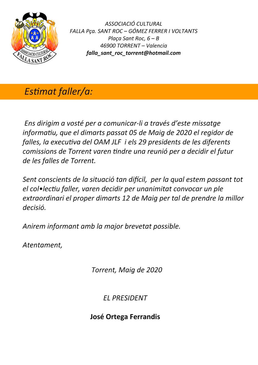 Falla Sant Roc (@santroctorrent) on Twitter photo 