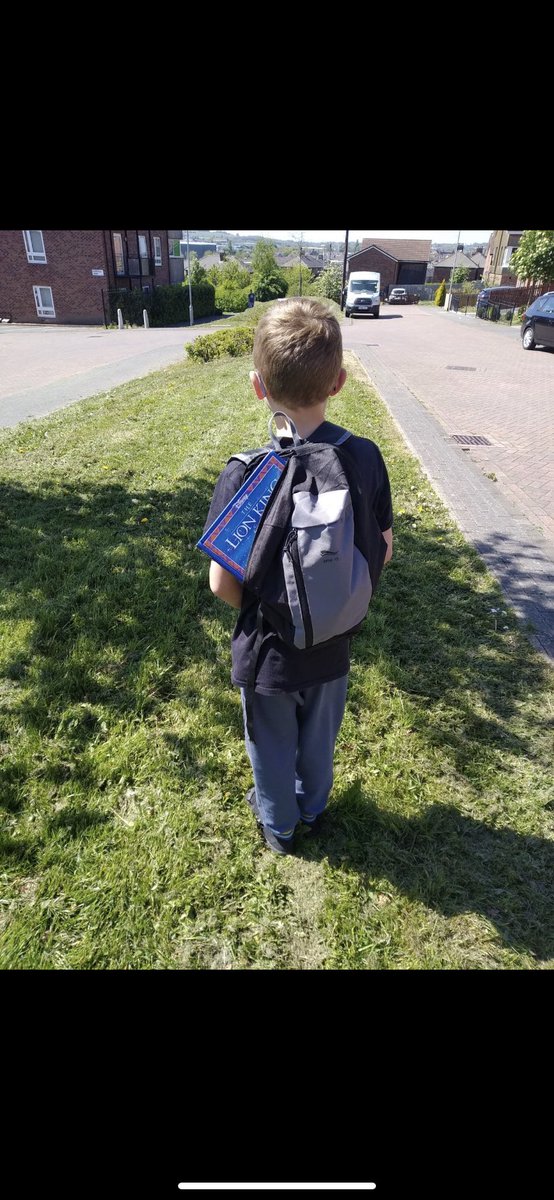 MissBrady20's tweet photo. Alan is taking and reading  his favourite book everywhere he goes. He says “I think books are great and that everyone should read more”. I absolutely agree Alan. Where will you #WILDREAD today? @bramley_park @nicolabooth https://t.co/NaaAfd9nhY