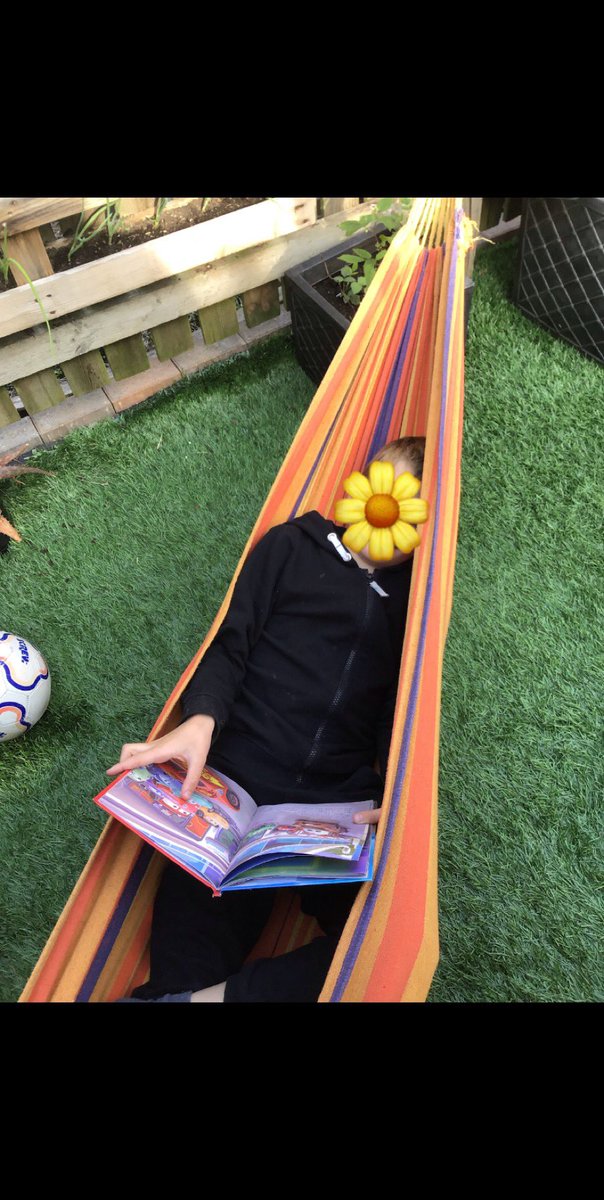 MissBrady20's tweet photo. Alan is taking and reading  his favourite book everywhere he goes. He says “I think books are great and that everyone should read more”. I absolutely agree Alan. Where will you #WILDREAD today? @bramley_park @nicolabooth https://t.co/NaaAfd9nhY