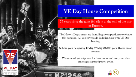 AmershamEnglish's tweet photo. House Competitions galore!! Get your creative heads on and make some VE Day bunting, ready to decorate your house tomorrow! Then over the weekend, rope your family in to creating a new TikTok dance. #bankholidayfun #VEDayAtHome @HouseAmersham https://t.co/9VYOeRabTK