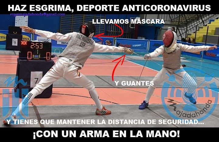 EsgrimaCEMAJ's tweet photo. Ya queda menos para que volvamos a vernos en los clubes y salas de esgrima. No bajéis la guardia!! #25añoscemaj #vamoscemaj @rfeEsgrima @FIE_fencing @MajadahondaAyto https://t.co/D4zV0wm4vv