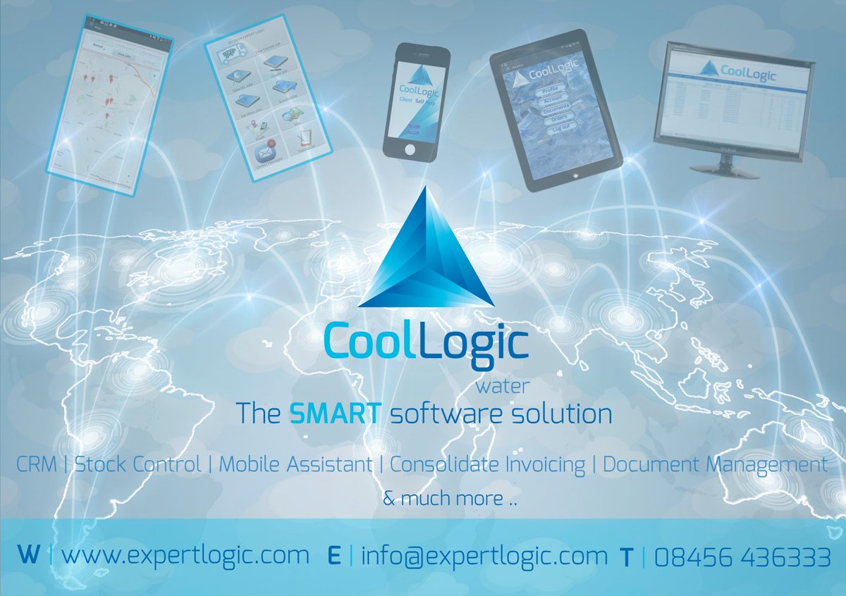 ExpertlogicLTD's tweet photo. If you are a #watercooler or #beverage #distribution company and looking for a new or an upgraded #software #system then look no further.
Welcome to CoolLogic Water
https://t.co/F4pj0Acpu8 https://t.co/m52RAAvtOD