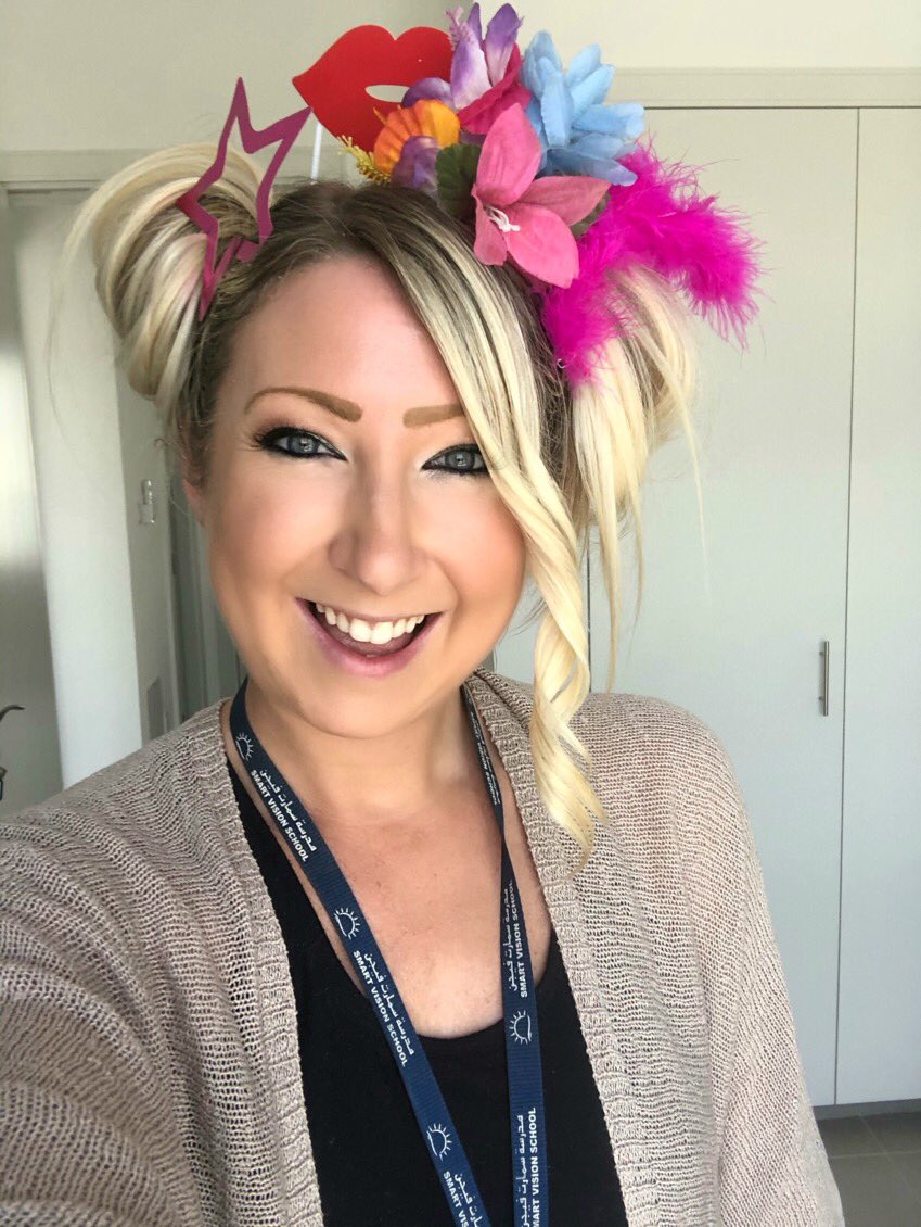 MissLucyDxb's tweet photo. Having fun with crazy hair day today @SmartVisionSch1 @KHDA So great to see all my kids being so creative with their crazy hair styles! #CrazyHairDay #InThisTogether #ELearningFun https://t.co/hUFQTMdgzl