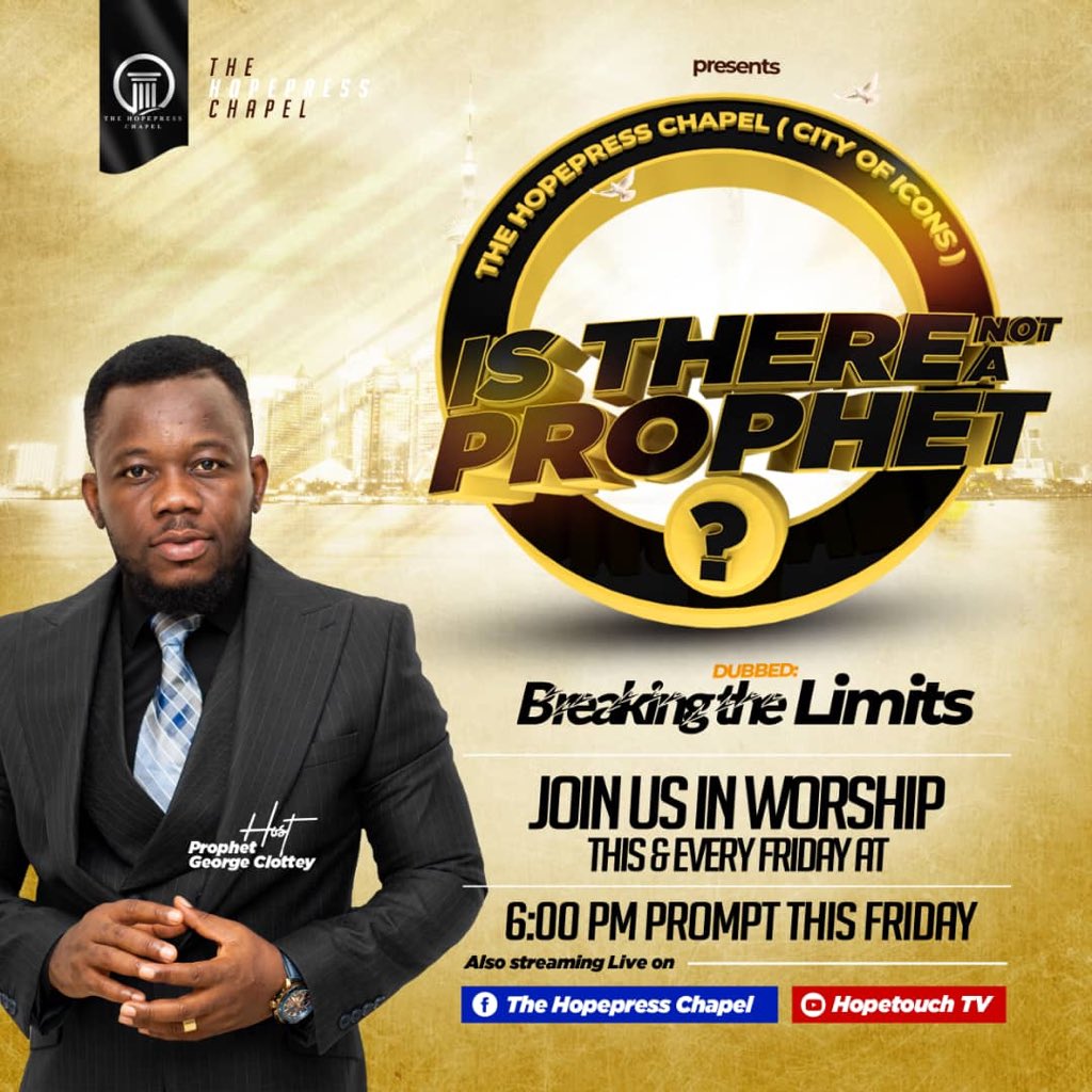 ProphetClottey's tweet photo. DON’T MISS THIS FRIDAY with Prophet George Clottey
TIME...6pm
VENUE... .. @ PROPHET GEORGE CLOTTEY via FACEBOOK
#OnlineService
#MonthOfStretch
#YearOfExtraodinaryEncounters https://t.co/TCrALVHPPI