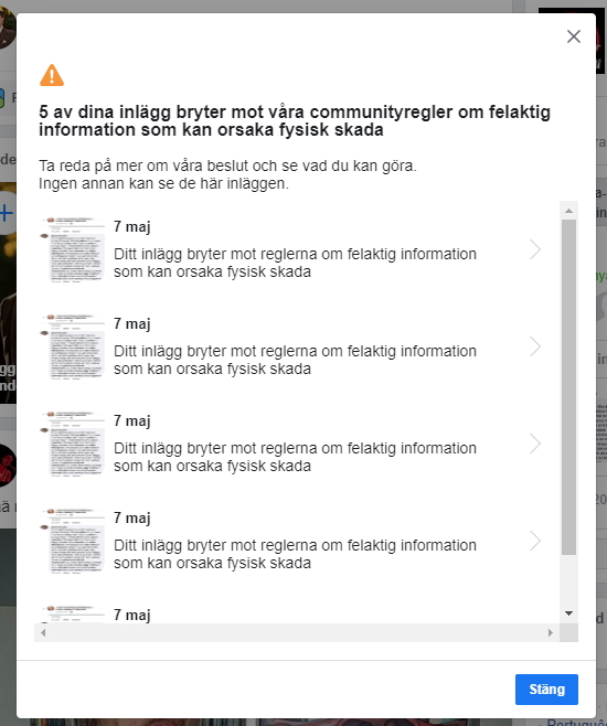 ahesselbom's tweet photo. Facebook bedömer att Radio Houdi kan orsaka fysisk skada för att vi driver med alternativmedicin. https://t.co/unPcsdWunu