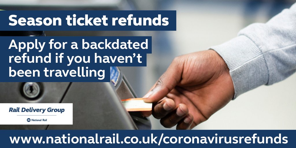 ❗ Stayed at home? Not used your season ticket? Please be aware that Monday is the last day you can get your season ticket refund backdated to 17 March.

We've now refunded more seasons since #lockdown than in all of 2019, so thank you for your patience.
nationalrail.co.uk/coronavirusref…