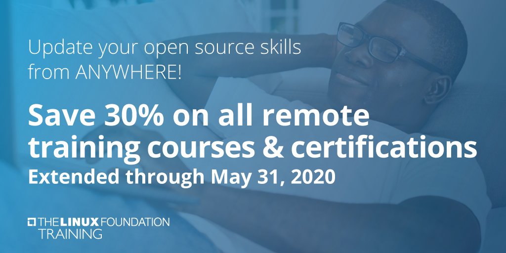 Linux_Education's tweet image. Now ends May 31 - ALL @linuxfoundation training courses &amp;amp; certification exams are 30% off! Learn about #cloud, #containers, #linux, #networking, #blockchain, #webdevelopment and more. bit.ly/2xCj9D1 #learnlinux #lfcert
