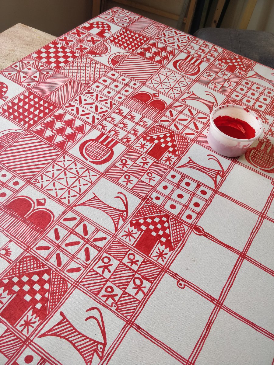BadruTayoAbiod1's tweet photo. Each Adire pattern connotes a meaning, tells a story 

Not just mere  patterns, they are visual language.

#modern #modernart #contemporary #adirepatterns #contemporaryart #newyork #newyorkcity #basel #london #paris #prague #berlin #vienna #lagos #abuja #acrylicpainting #art https://t.co/SjljzQcEYk