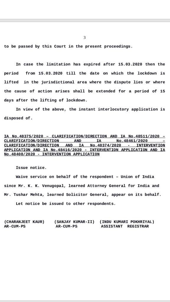 Lexgentem's tweet photo. SC Extends Limitation Period (due to lockdown all over India) Under Arbitration Act &amp; Negotiable Instrument Act Till Further Orders https://t.co/41O8m4nHuL