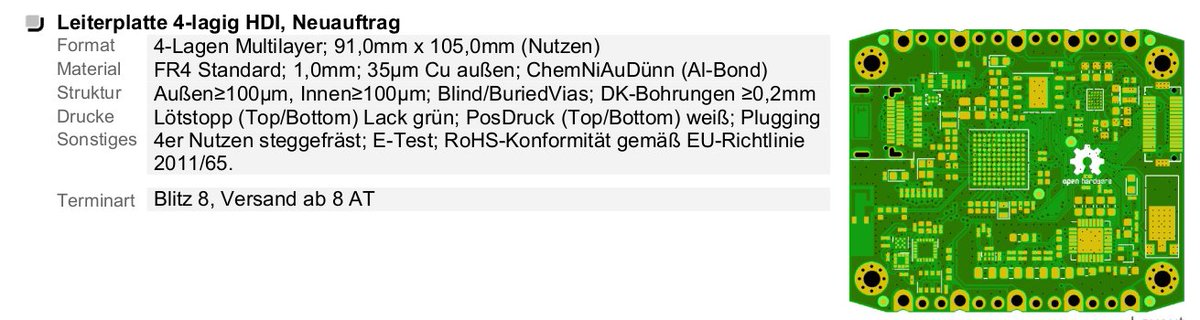 April 8: The layout is sent to the express board house in Berlin. 24 PCBs will be ready by April 18 (8 working days).We know that if the prototypes don't work, we might have to cancel the project. HDI PCB lead times indicate that there might be no second chance.  @card10badge