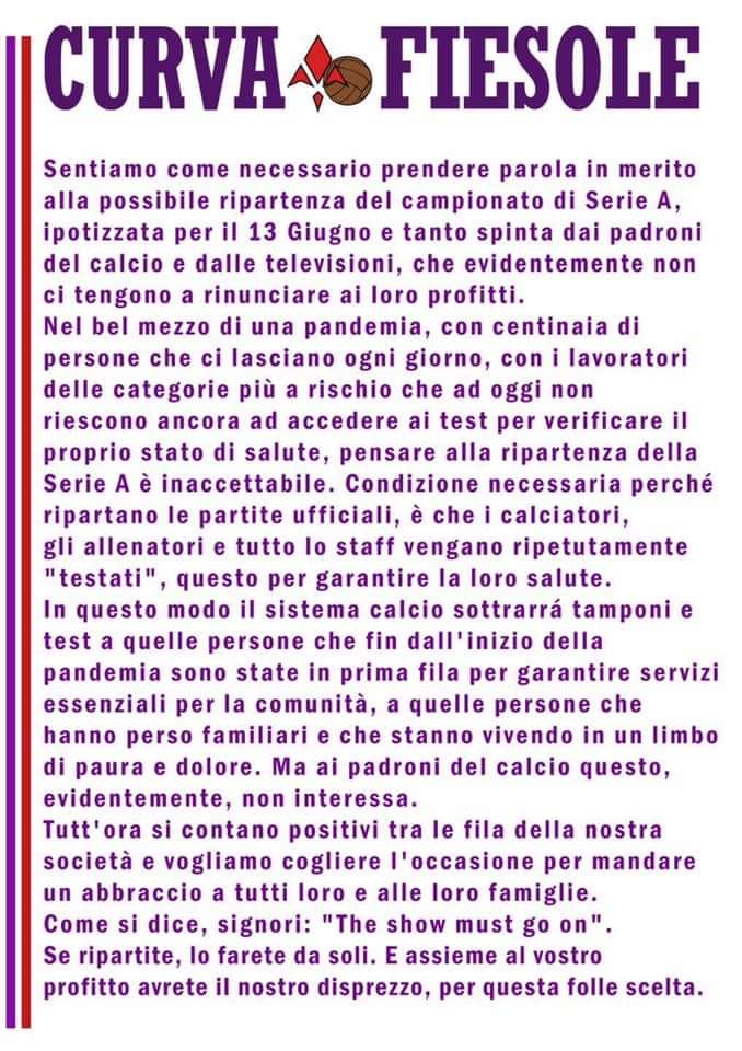 Casti_F's tweet image. Comunicato Curva Fiesole