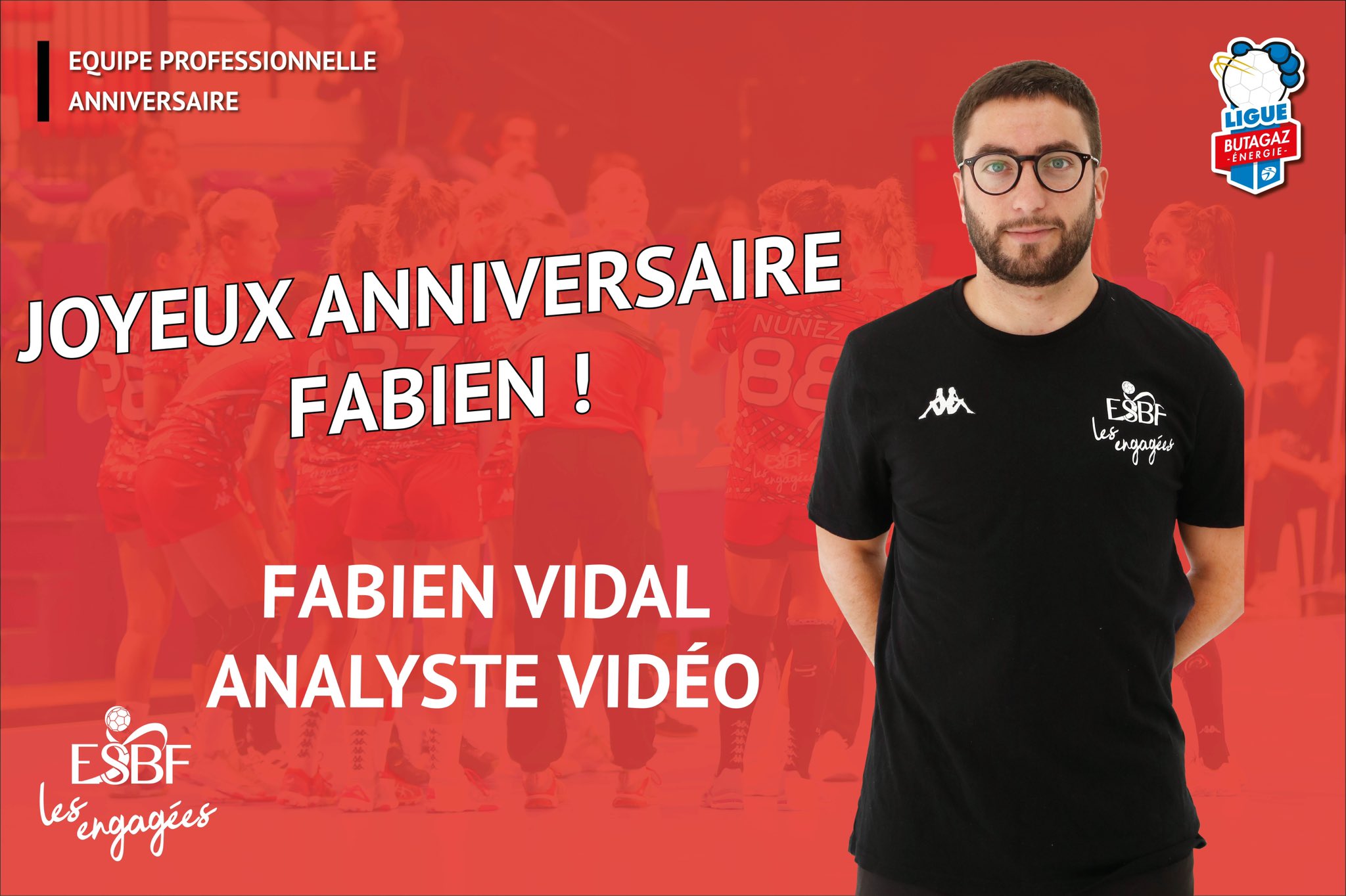 Esbf Handball Anniversaire En Ce Jeudi 14 Mai On Termine La Journee En Souhaitant Un Tres Joyeux Anniversaire A Notre Analyste Video Fabien Vidal Bon Anniversaire