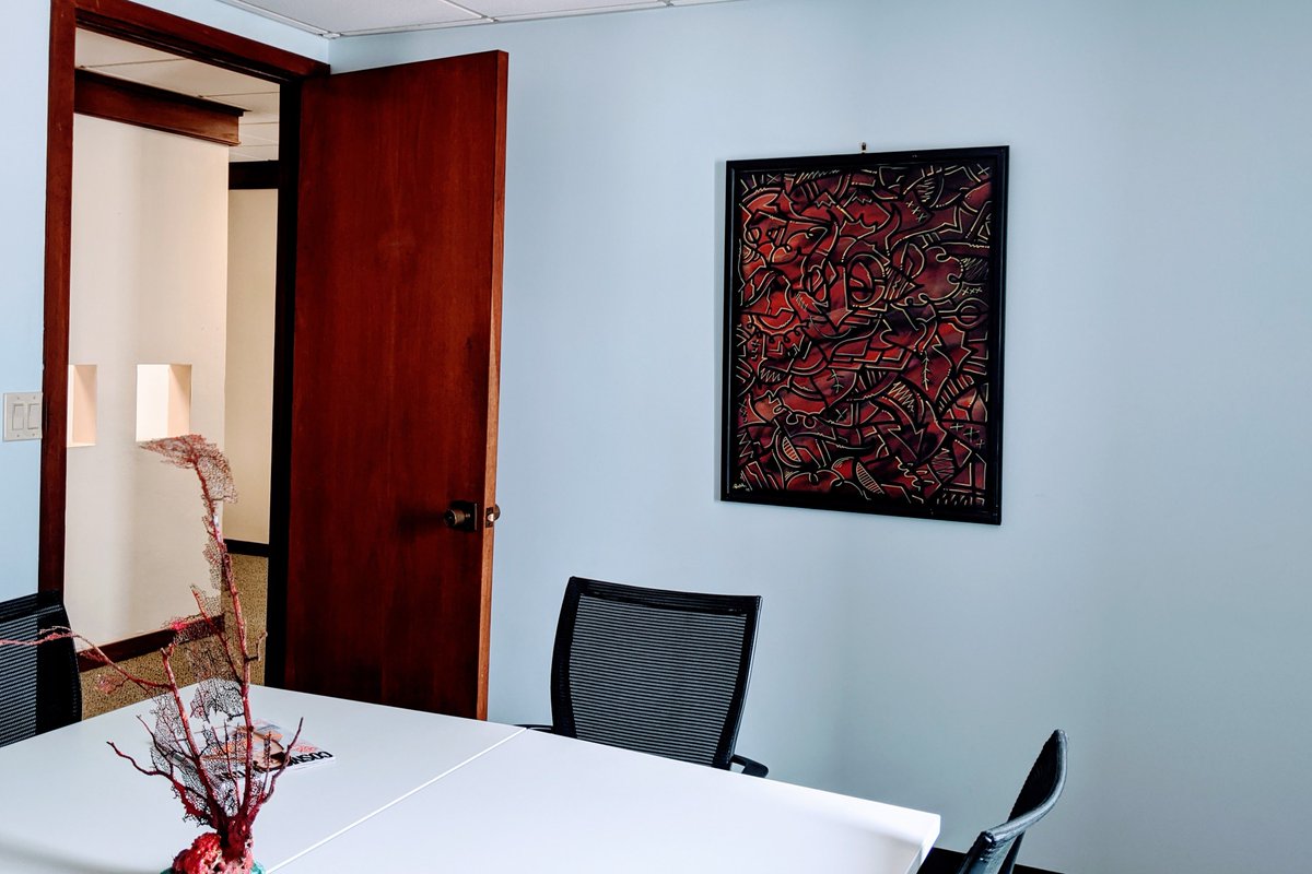 mindwarehousing's tweet photo. Until we can offer onsite services again, we are offering virtual visits so you can still enjoy the art exhibit which was recently curated at our workspace. Here is a piece by Roc Sol which can be found in our hourly Meeting Room 804. #miamiart #block1art https://t.co/lLheCrPqcT
