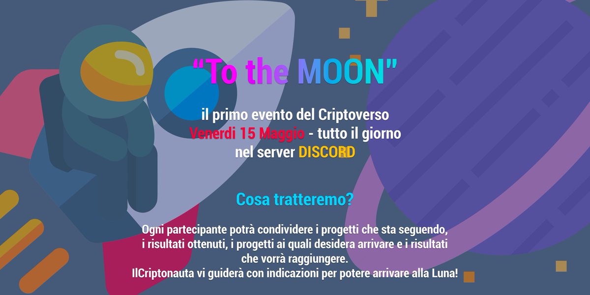 ilCriptonauta's tweet image. Solo domani…solo su @discord…solo nel Criptoverso!

#TOTHEMOON #event #criptoverso