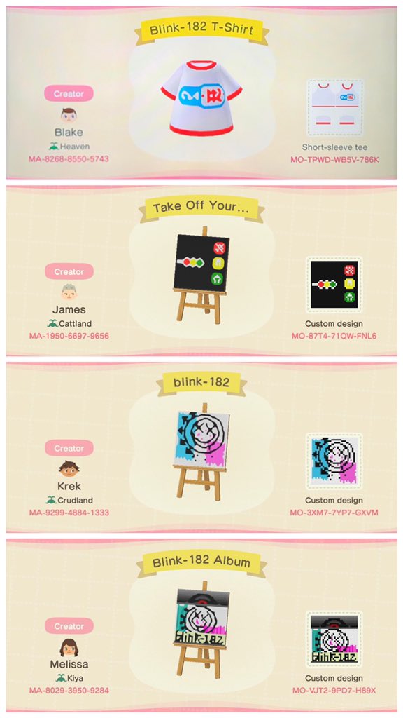 Incase you want to design your island with <a href="/blink182/">blink-182</a> artwork, here’s the creator that i found cc: <a href="/markhoppus/">mark hoppus</a> #AnimalCrossingDesign