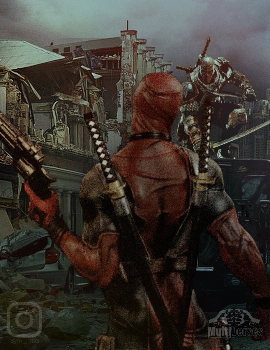 Symn793's tweet photo. Today's showroom represents the confusion I had from the time I first got introduced to Deathstroke and Deadpool together. Both are Mavericks, both are beyond mean. #multiversus #deathstroke #deadpool #chimichanga #Marvelcomics #marvel #DCUniverse #dccomics #digitalillustration https://t.co/Le2HC3SutD