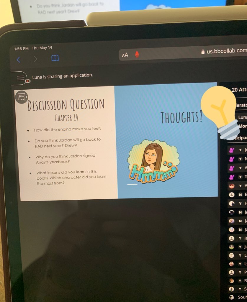 misssykes45's tweet photo. #FCPSdistancelearning week 5 ☑️ We also finished reading New Kid! I cannot say enough great things about this book and its themes. By using polls on #BBCU, we were able to engage in rich discussion/debate through a virtual #SocraticSeminar. Thank you @JerryCraft! @fcpsaap @FCPSR2 https://t.co/g8q09a41VU