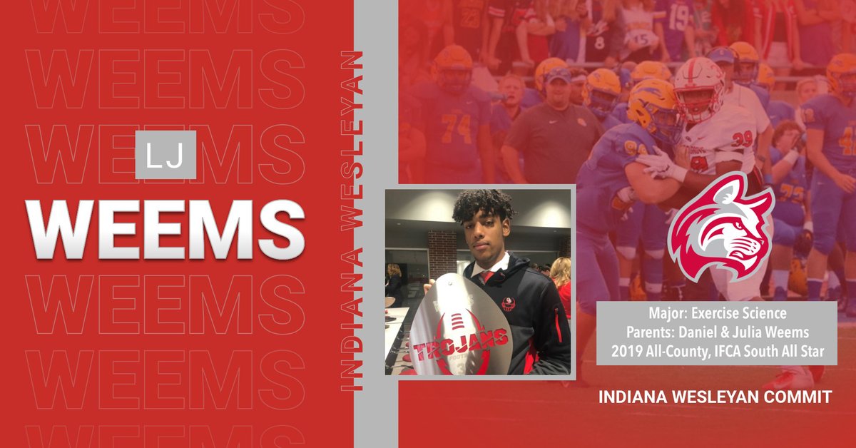 cg_sports's tweet photo. 🏈 Signing Update 🏈 Congratulations to LJ Weems who has committed to play football at Indiana Wesleyan next year. Weems was a member the 2019 State Runner-Up team, as well as the 2019 All-County team and the 2019 IFCA South All-Star team. https://t.co/3TiOgl3f7z