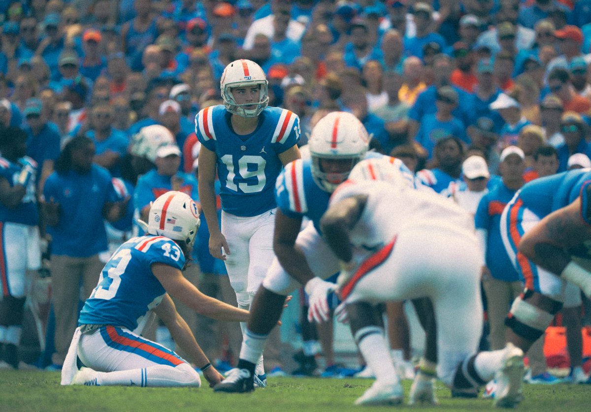 GatorsFB's tweet photo. +3️⃣ for @McPherson_Evan 

#TBT x #AUvsUF 2019 🐊 https://t.co/LpTK7vbyy6