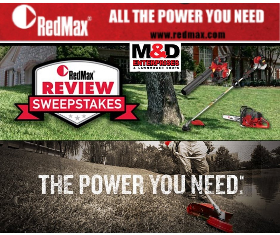 MDEnterprisesOK's tweet image. REDMAX ALL THE POWER YOU NEED

Enter to win your FREE EQUIPMENT HERE 💥redmax.com/us/review-swee…

mowersok.com/red-max.html

#redmaxpower #redmaxsweep #allpoweryouneed