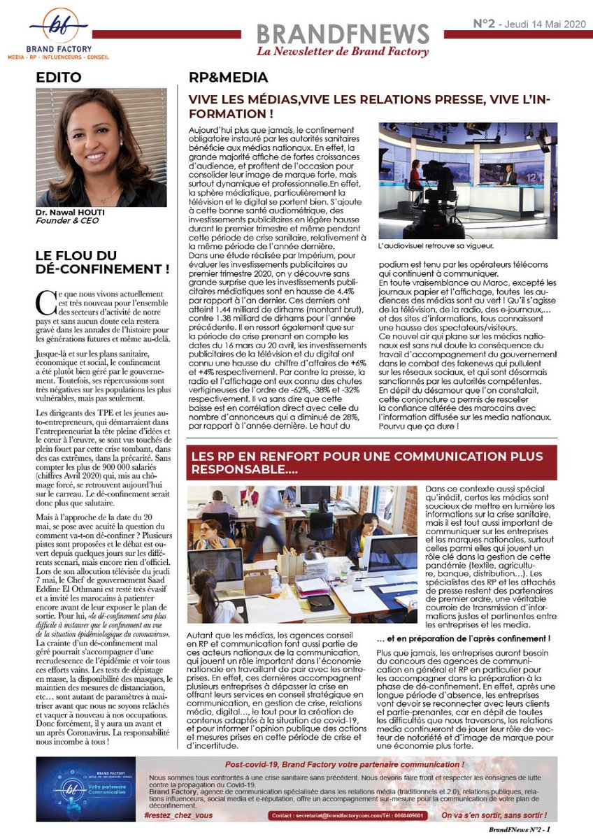 NawalHouti's tweet image. La voilà !
BrandFNews N2. Beaucoup d'infos dans le contexte du covid-19.Je vous souhaite une bonne lecture! 
# #brandfactory #agencerp #soyezjusteunique #covid_19 #restezchezvous #influenceurs #sensortir_sanssortir