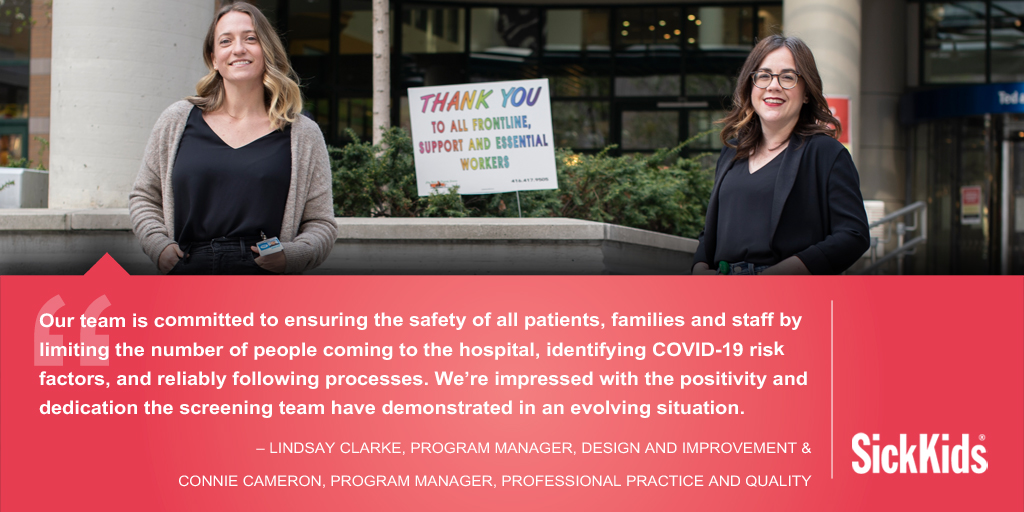SickKidsNews's tweet photo. We’re continuing our celebration of #NationalNursingWeek by recognizing #SKNursing team members, Lindsay Clarke and Connie Cameron, who have been instrumental in process improvement and screening amid #COVID19 to ensure the safety of all patients, families and staff. #Nurses2020 https://t.co/qJAuMgSMQw