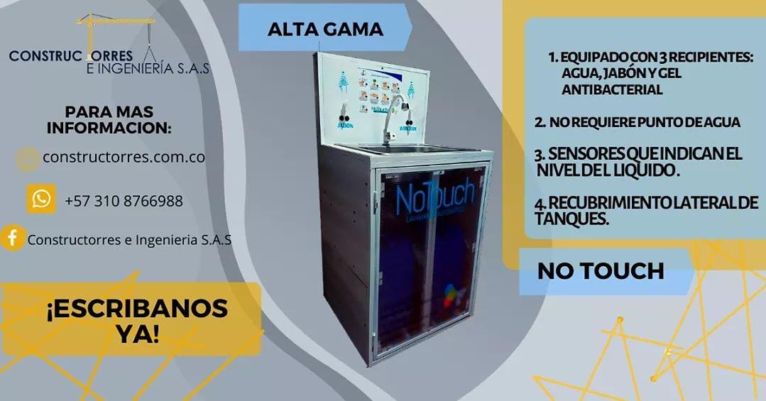 e_ingenierias's tweet photo. NO TOUCH es un lavamanos automático que requiere una conexión de 110v, NO REQUIERE PUNTO HIDRÁULICO, viene en tres presentaciones y precios especiales para ustedes.  #desinfeccion #covid19 #limpieza #desinfección #bacterias #nebulizacion #contactenosya #llameya #NoTouch https://t.co/rpMaB690j8