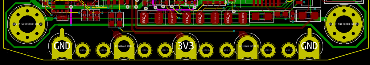 April 5: The wristband connections undergo another revision. They are now breadboard compatible and allow more contact area with conductive thread. The micro SD card socket is added again. @card10badge