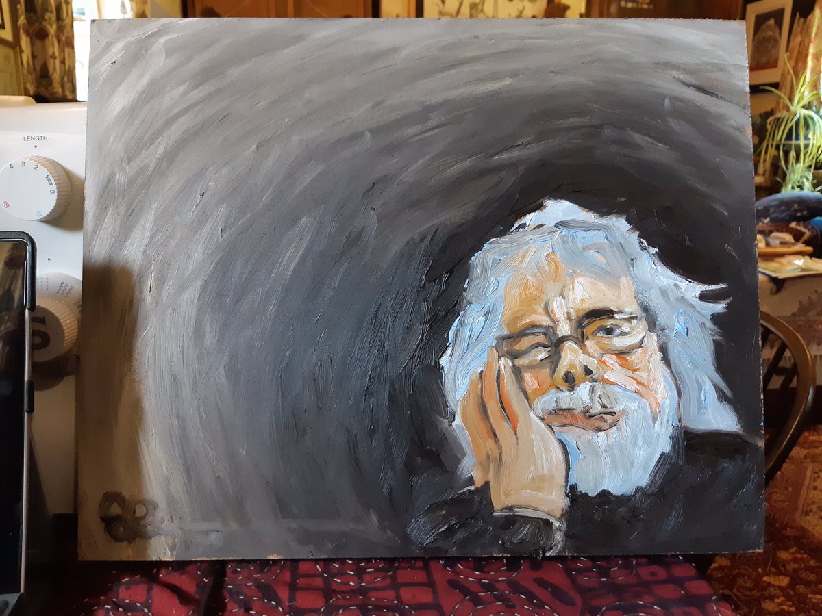 (Self) portrait of an artist in the time of @Covid19  - our #ontheeasal feature this evening, by <a href="/TopFloorArt/">Top Floor Art</a> Stephen McClean. Hope you are keeping safe, well and in as good spirits as possible. #staysafe