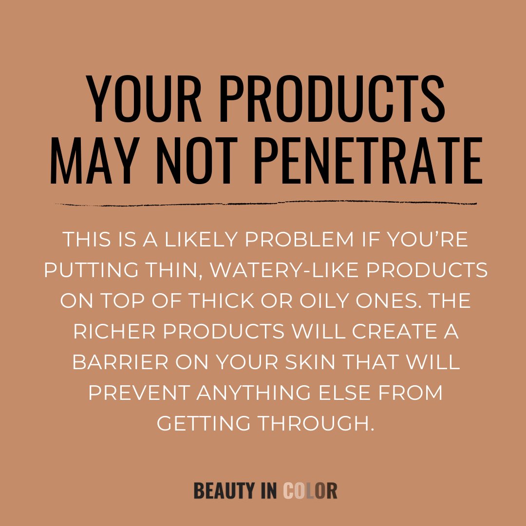 beautyincolor_'s tweet image. When you don’t layer your skincare products correctly, you can run into 3 problems. Swipe thru to read them! Learn how to apply your skincare in the right order &amp;amp; why the order of your skincare matters in my latest blog post. Link in bio! #beautyincolor #linkinbio