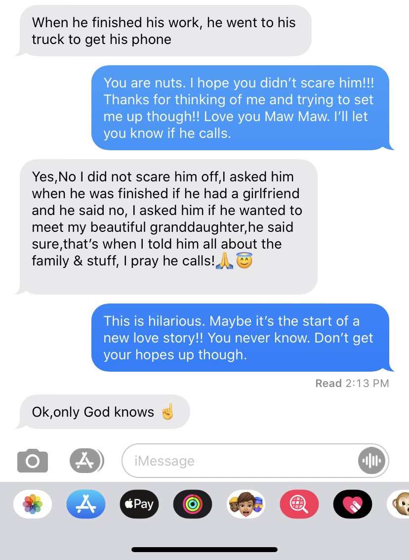 molzmayer's tweet photo. Idk what’s worse??? My grandma’s way of texting or the situation she just put me in??? https://t.co/o20V3VkFbP