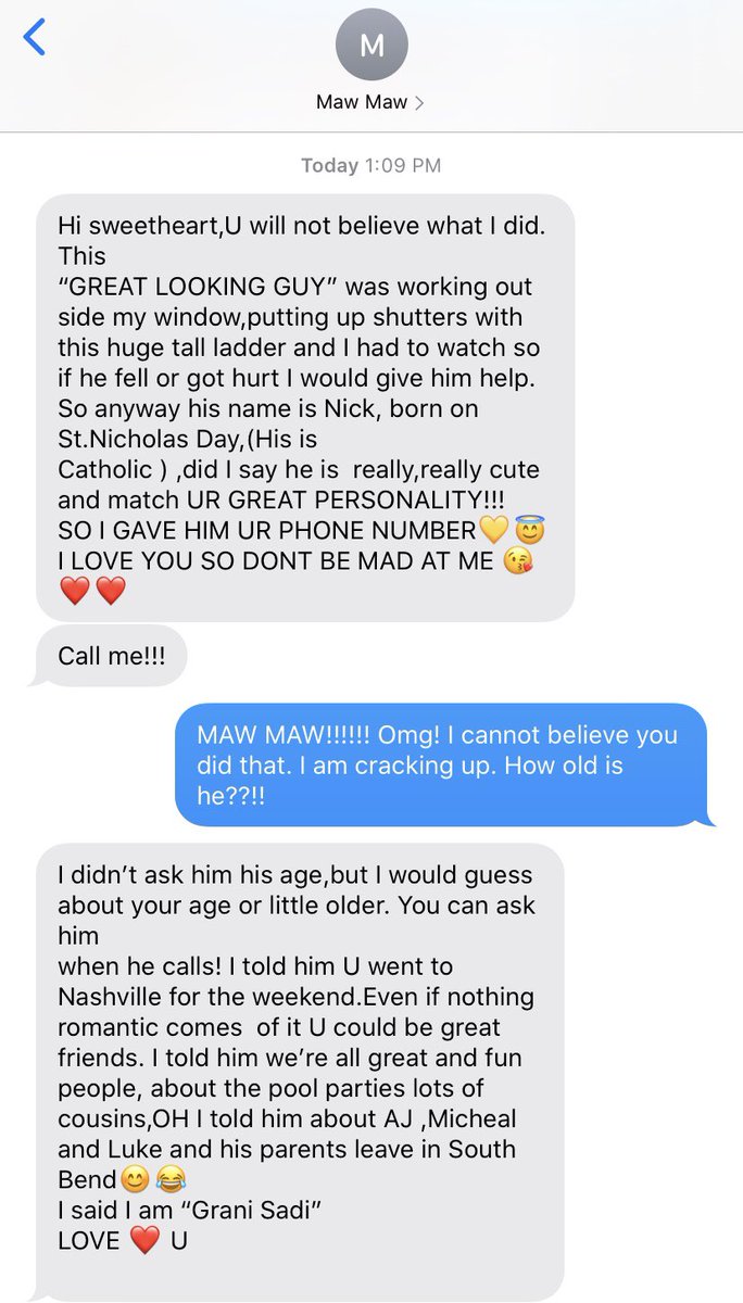 molzmayer's tweet photo. Idk what’s worse??? My grandma’s way of texting or the situation she just put me in??? https://t.co/o20V3VkFbP