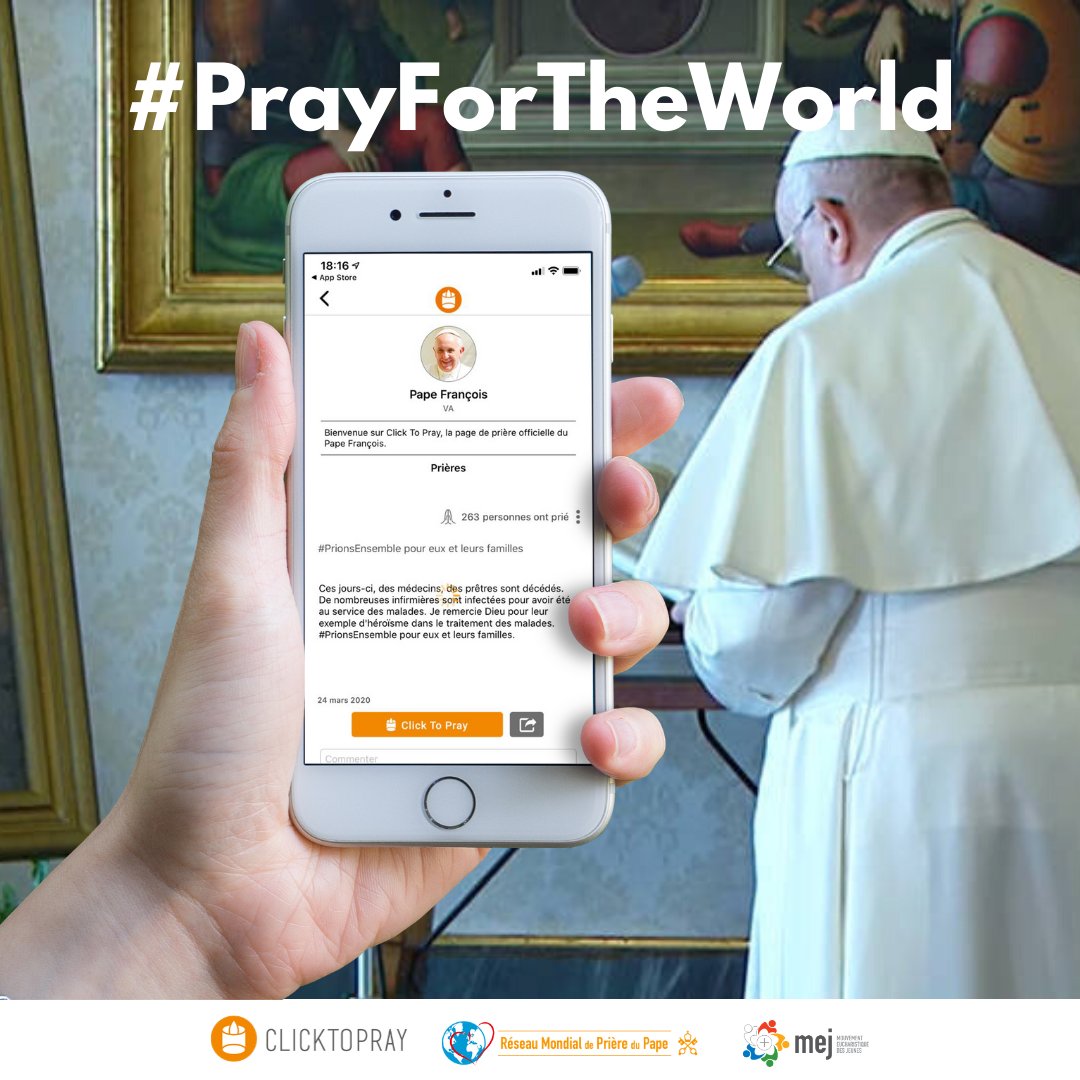 popesprayernet's tweet photo. Prier - Partager - Agir. Prie pour la conversion à l'amour et à la compassion #PrayForTheWord avec @Pontifex_fr
@clicktoprayapp #HumanFraternity #Prionsensemble
https://t.co/EDOBeQJb2Z https://t.co/RvRqSQNnR2