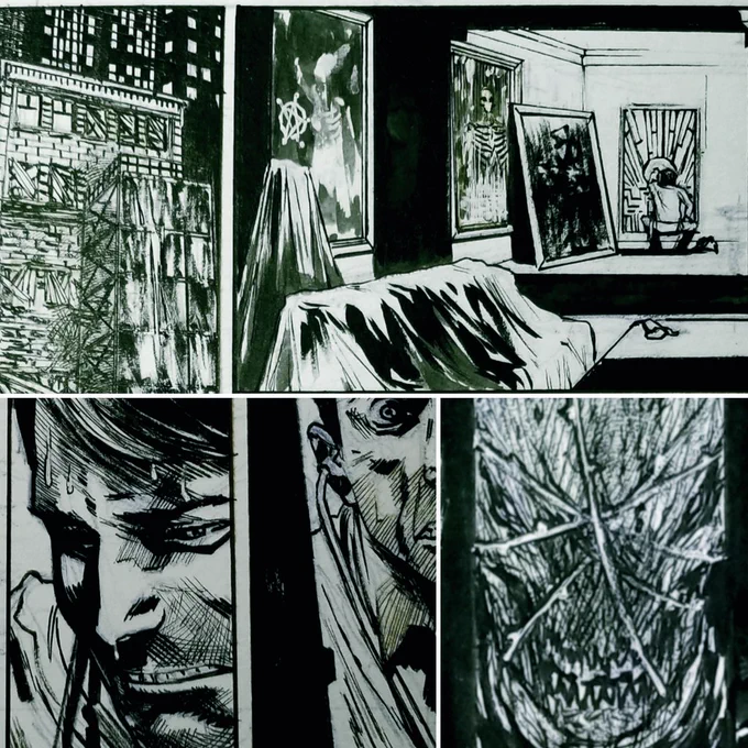 Some cropped desk shots from a new short for Techni-Horror #comics #horror 