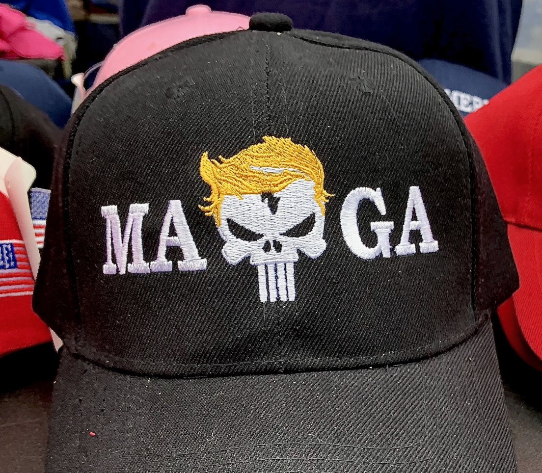 It's no surprise that the Punisher logo has been embraced by Trump supporters. At rallies I've seen whole families decked out in Punisher gear. That it's worn with a wink makes it scarier, the sign of a bully who insists he's joking as he threatens.