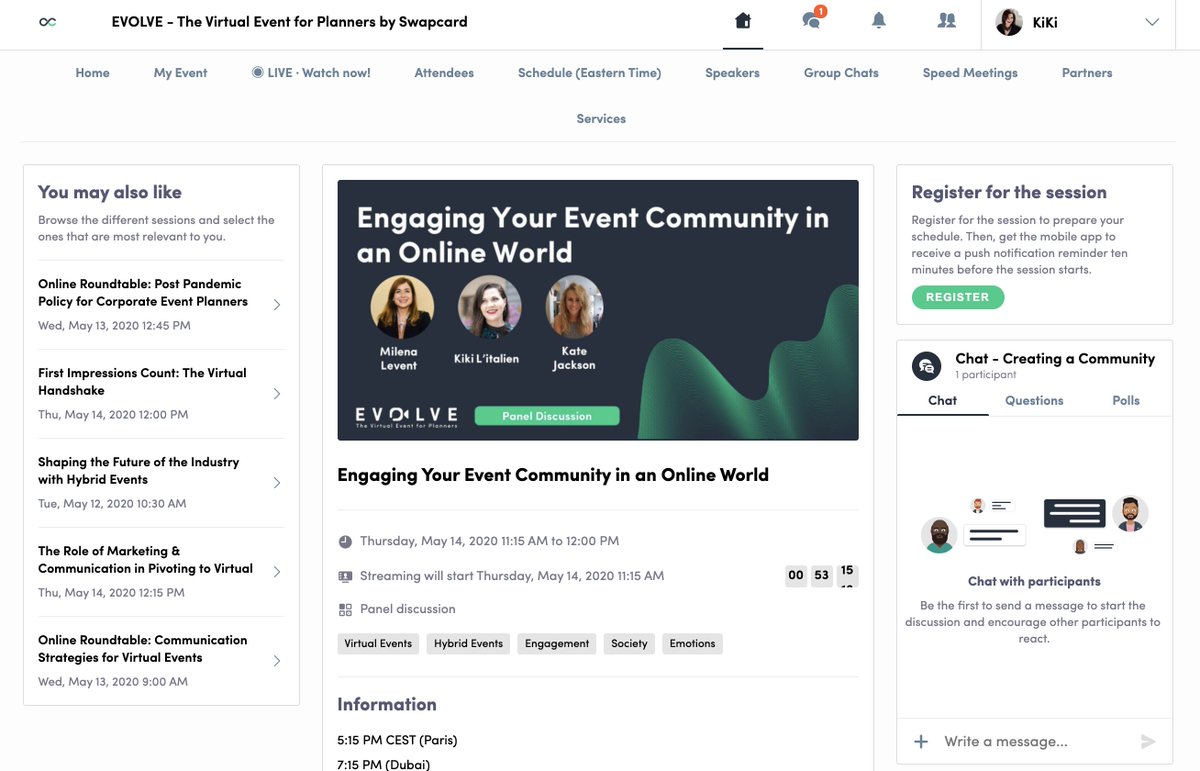 kikilitalien's tweet photo. I'm speaking at 11:15 am ET today on "Engaging Your Event Community in an Online World" – a fantastic panel w/ @Milelevent and Kate Jackson from EdTechX Global! 534 people have already registered...#edtech #eventprofs #assnchat https://t.co/9GHvPfkL5L https://t.co/aHRP01hoaf