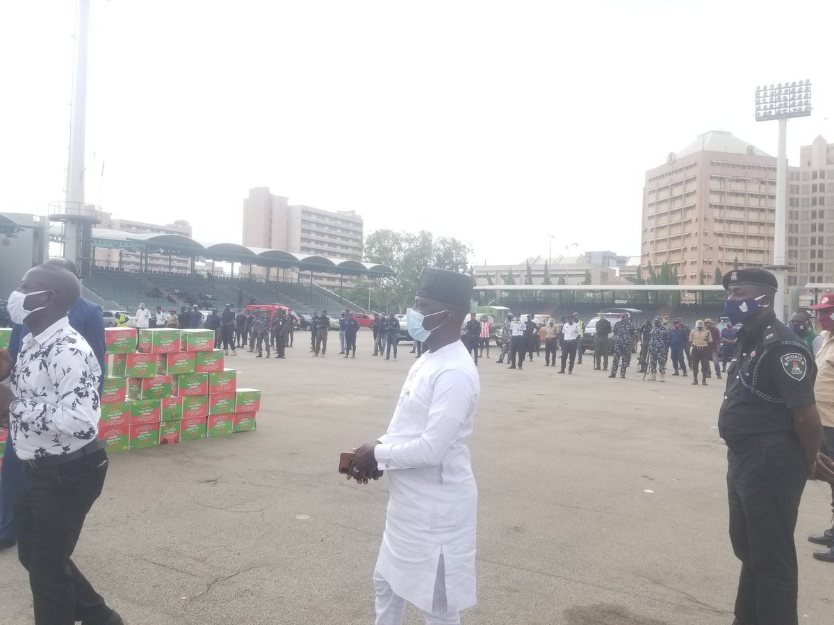 AderonkeW's tweet photo. Ongoing: Flag off of Palliative distribution to the Ministerial Enforcement Task Team on covid19 restrictions by FCT Minister  of State @DrRamatuAliyu. #StaySafe https://t.co/XVd6NY0ngO