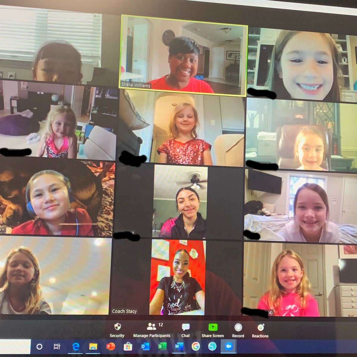 MiniSaintsCoach's tweet photo. Mini Saints and Saints Cheerleaders enjoying Zoom Cheer Practice and visit from Tumble Like A Pro Coach Stacy and Special guest Perla! #welovehses #hsesstrong #hsescheer https://t.co/b8w3uAOFrL