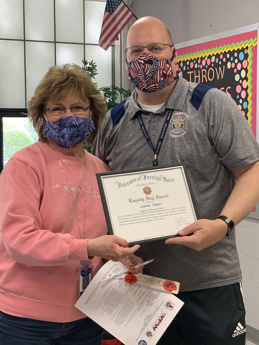 hmscolts's tweet photo. Congratulations to our own Mrs. Topper for receiving the Loyalty Award from our VFW! https://t.co/PD8Pe677uD