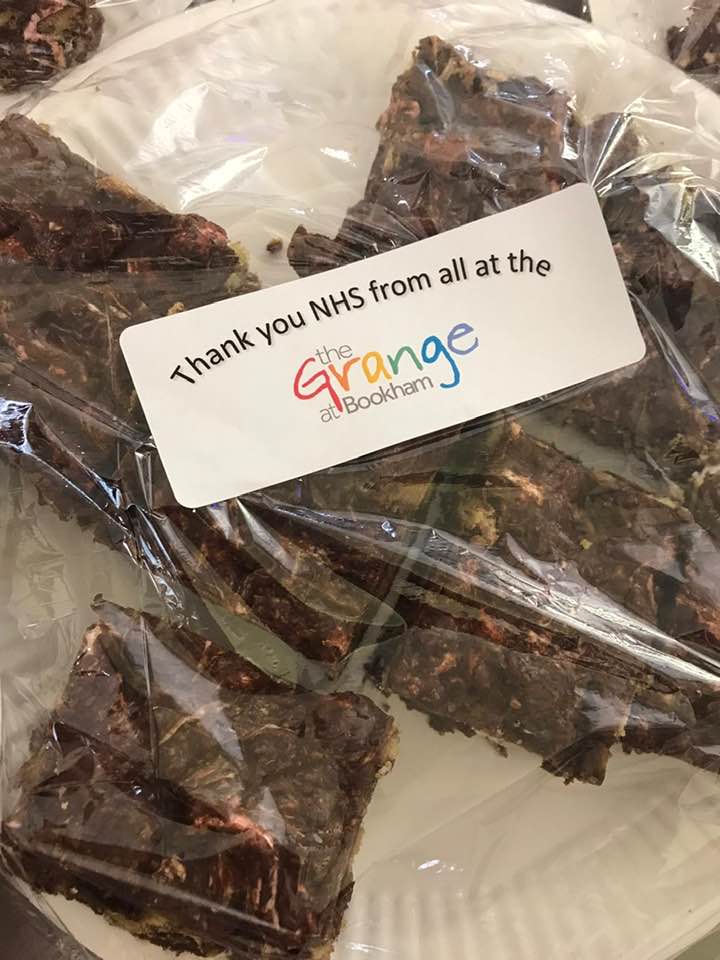 TheGrangeCentre's tweet photo. The @NHSuk has helped many on the road to recovery so we supported them in a 'Grange' way &amp; provided Rocky Roads to @epsom_sthelier &amp; @KingstonHospNHS via the #LetsTreatTheNHS group.  Please think of our staff again as we all clap tonight, it means so much! #clapforcarers https://t.co/lbUyRXcFhW