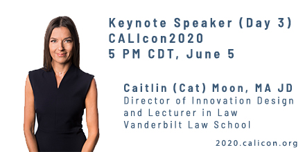 HURRAY! Announcing Cat Moon as the closing keynote speaker for #CALIcon2020.  She has been a driving force to #makelawbetter.  2020.calicon.org <a href="/inspiredcat/">Cat Moon</a> #lawfaculty #lawprofs #lawlibrarians #legaltech #legaled #lawtwitter #onlinelawteaching #teachinglaw